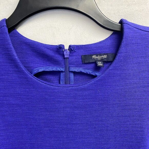 Madewell Sleeveless Fit & Flared Dress Women XS Blue Side Pockets Back Zip Used - Picture 7 of 16